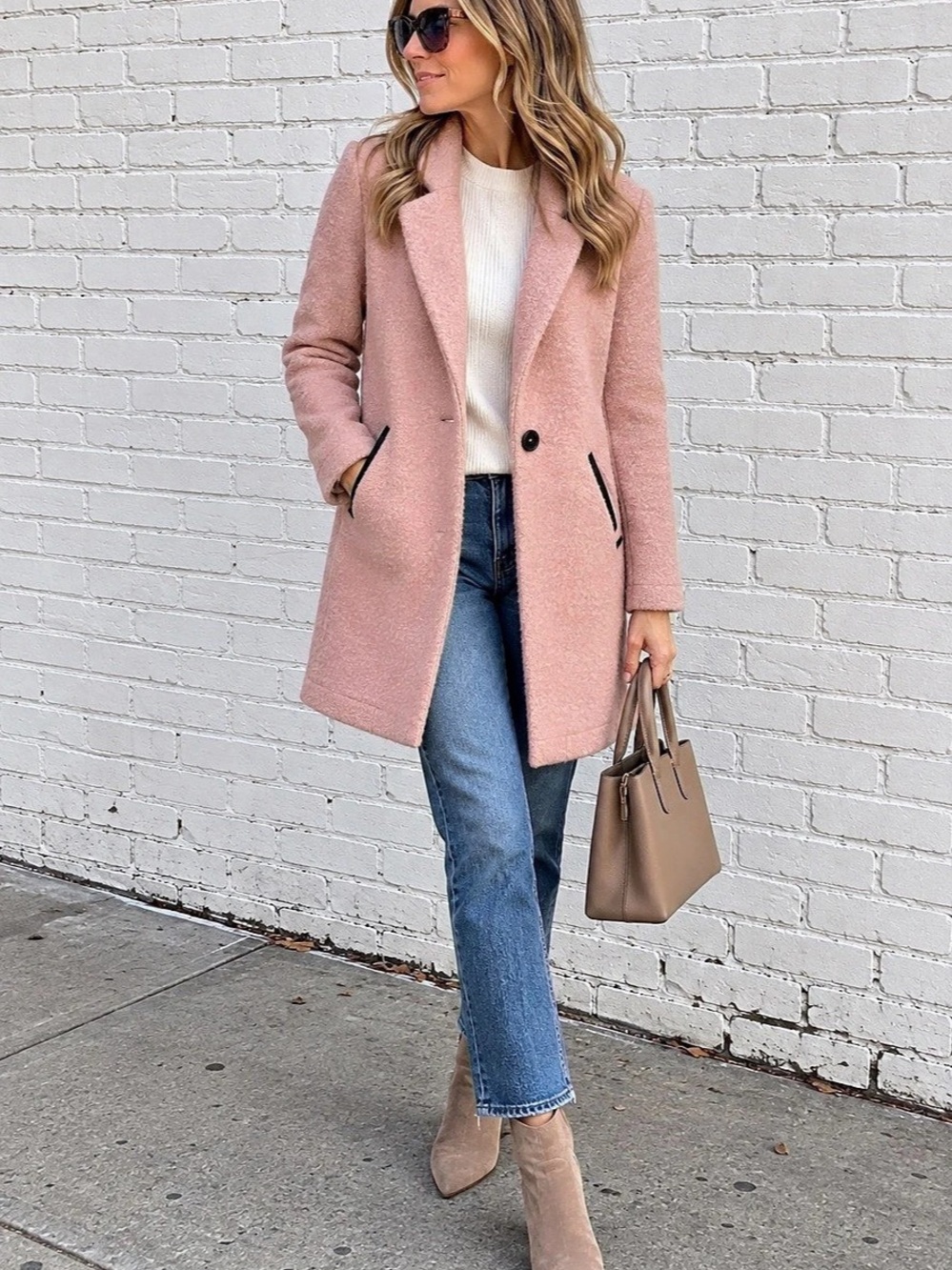 Maison Scotch Star de la Saison Wool Blend Pink Coat